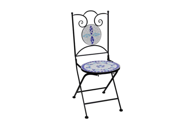 Hopfällbara caféstolar 2 st keramik blå och vit - Flerfärgad - Matstolar ute - Balkongstolar