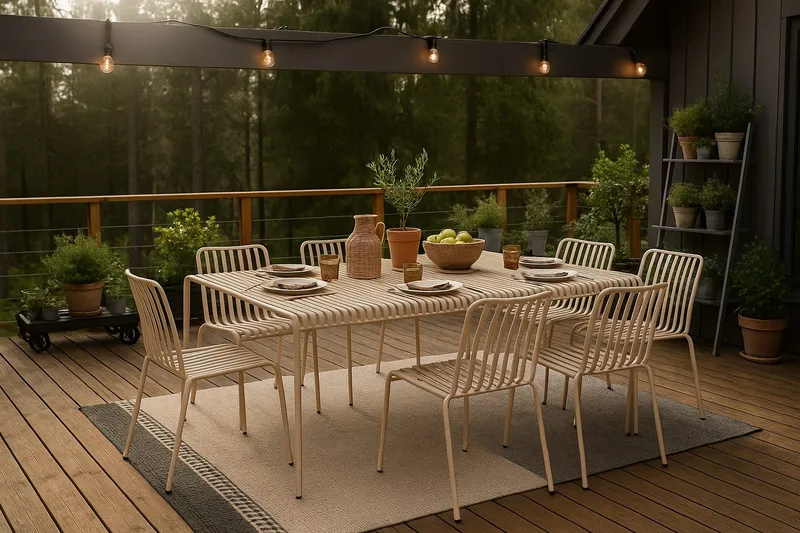 Jarva Matstol Utomhus i metall för balkong och uteplats - Beige - Utemöbler - Balkong - Balkongmöbler - Balkongstolar