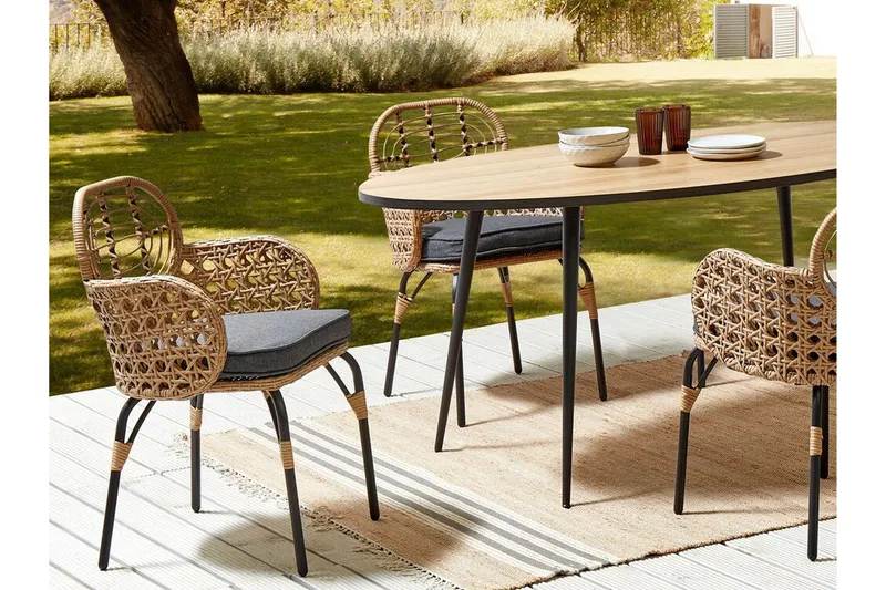 Leamington Karmstol Utomhus - Natural/Beige/Grå/Svart - Utemöbler - Balkong - Balkongmöbler - Balkongstolar