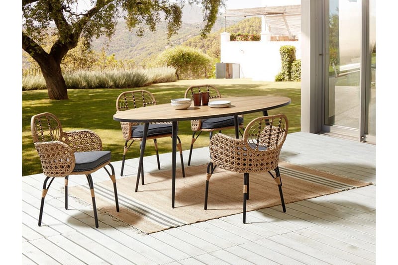 Leamington Karmstol Utomhus - Natural/Beige/Grå/Svart - Utemöbler - Balkong - Balkongmöbler - Balkongstolar