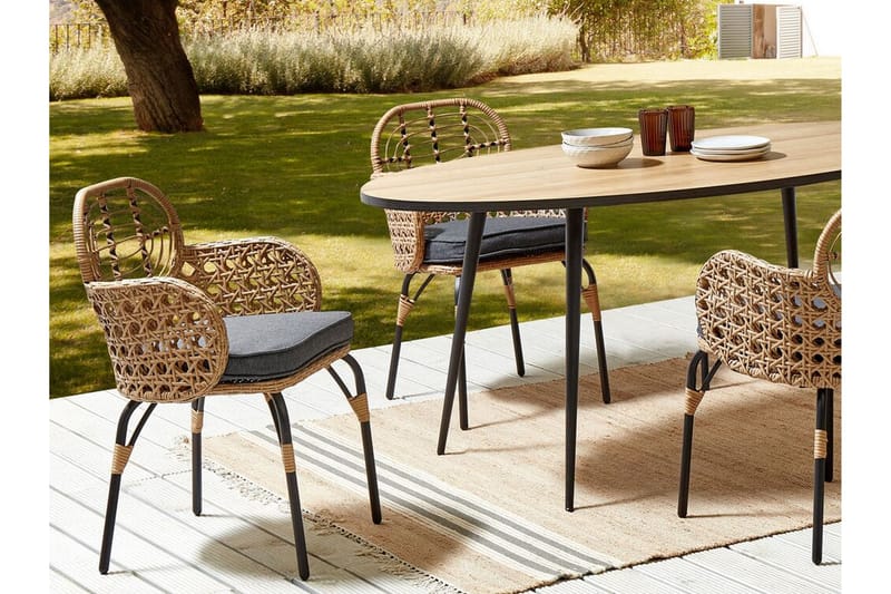 LEAMINGTON Karmstol Utomhus Natural/Beige/Grå/Svart - Utemöbler - Balkong - Balkongmöbler - Balkongstolar