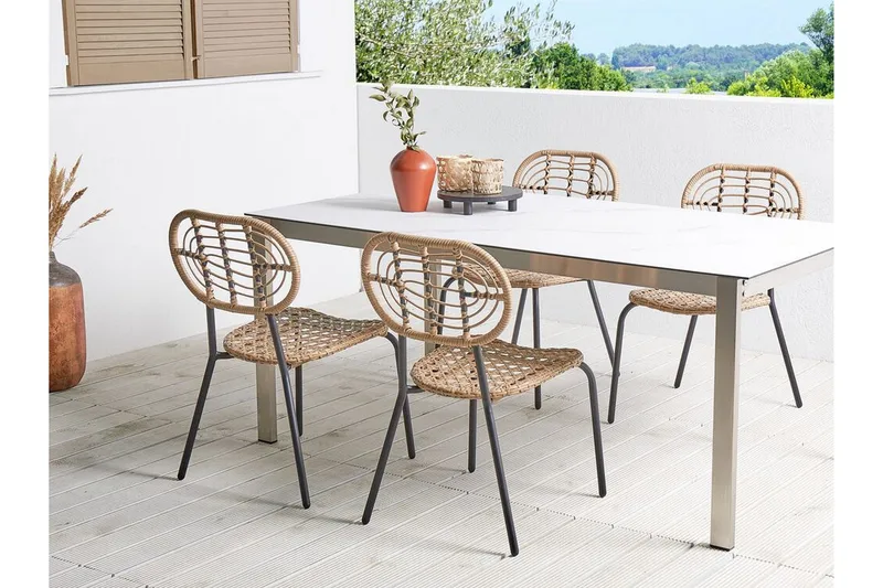 Leamington Matstol Utomhus - Natural/Beige/Svart - Utemöbler - Balkong - Balkongmöbler - Balkongstolar