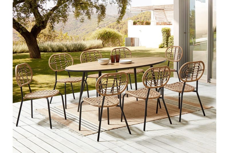 Leamington Matstol Utomhus - Natural/Beige/Svart - Utemöbler - Balkong - Balkongmöbler - Balkongstolar