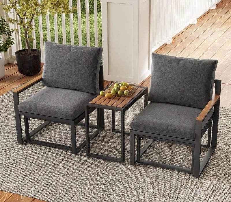 Linto Trädgårdsloungeset 64x68x64 cm - Grå - Utemöbler - Balkong - Balkongmöbler - Balkonggrupper