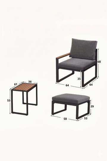 Linto Trädgårdsloungeset 64x68x64 cm - Grå - Utemöbler - Balkong - Balkongmöbler - Balkonggrupper