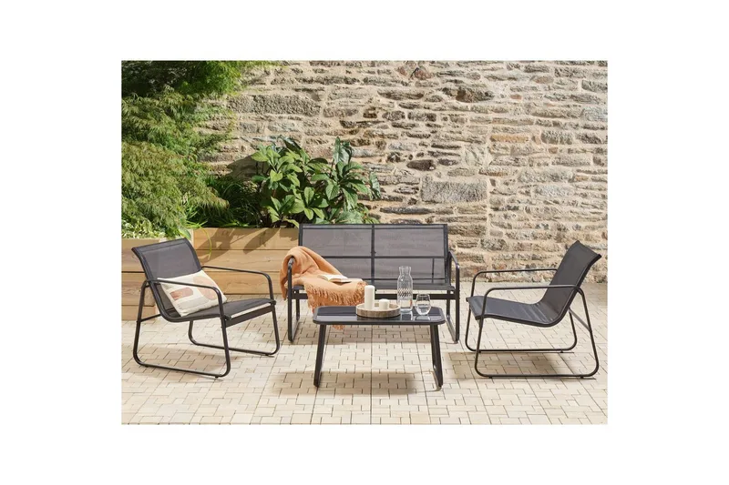 Loungegrupp Barrea Svart - Svart - Utemöbler - Balkong - Balkongmöbler - Balkonggrupper