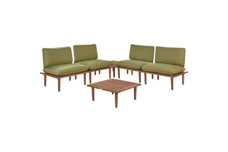 Loungegrupp med bord Frascati Grönt/ljust trä, 4-Sits - Grönt/ljust trä, 4-Sits - Utemöbler - Utegrupp - Loungegrupp