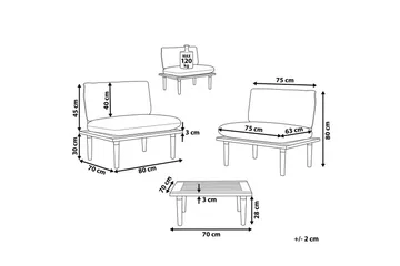 Loungegrupp med bord Frascati Vit/ljust trä, 2-Sits - Vit/ljust trä, 2-Sits - Utemöbler - Balkong - Balkongmöbler - Balkonggrupper