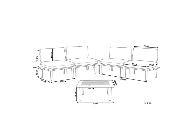 Loungegrupp med bord Frascati Vit/ljust trä, 4-Sits - Vit/ljust trä, 4-Sits - Utemöbler - Utegrupp - Loungegrupp