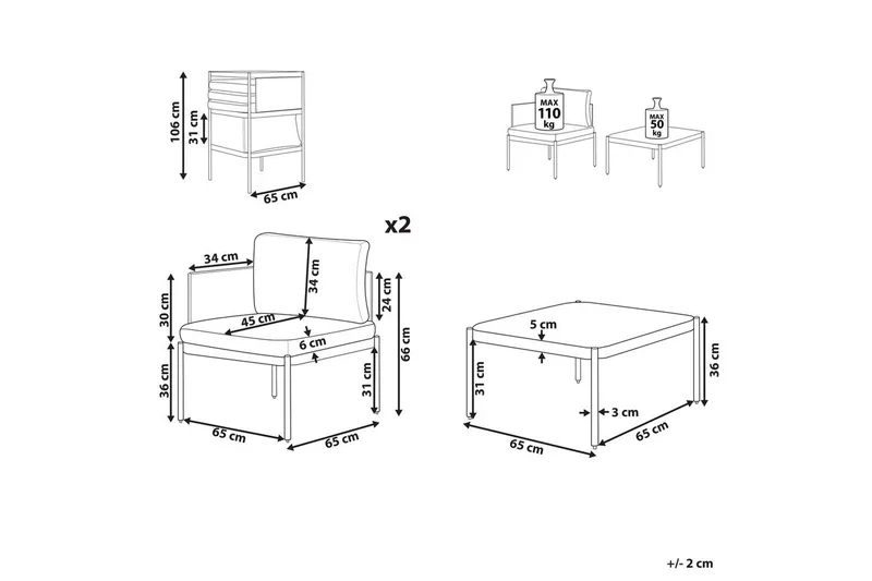 Loungegrupp Terracina Grå - Grå - Utemöbler - Balkong - Balkongmöbler - Balkonggrupper