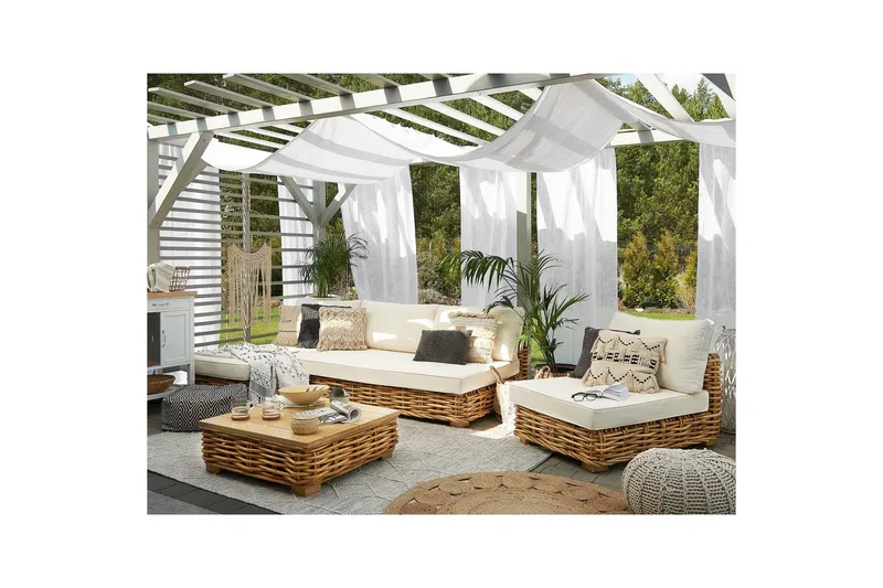 Loungegrupp Varallo Natur/vit, Vänstervänd - Natur/vit, Vänstervänd - Utemöbler - Utegrupp - Loungegrupp