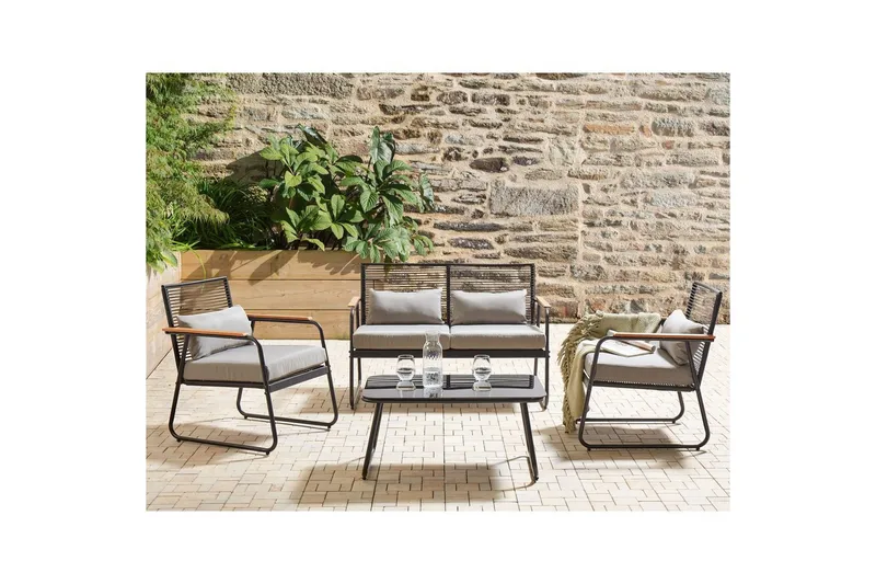 Loungegrupp Pomonte Svart/Grå - Svart/Grå - Utemöbler - Utegrupp - Loungegrupp