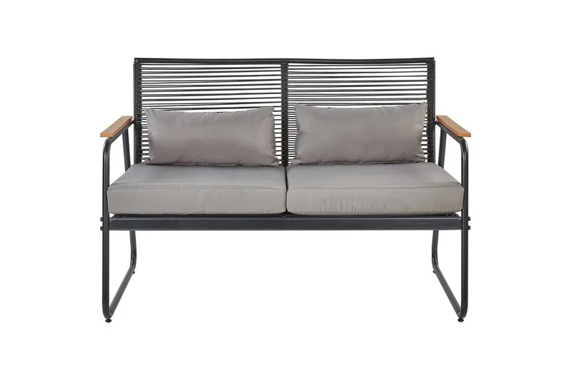 Loungegrupp Pomonte Svart/Grå - Svart/Grå - Utemöbler - Balkong - Balkongmöbler - Balkonggrupper