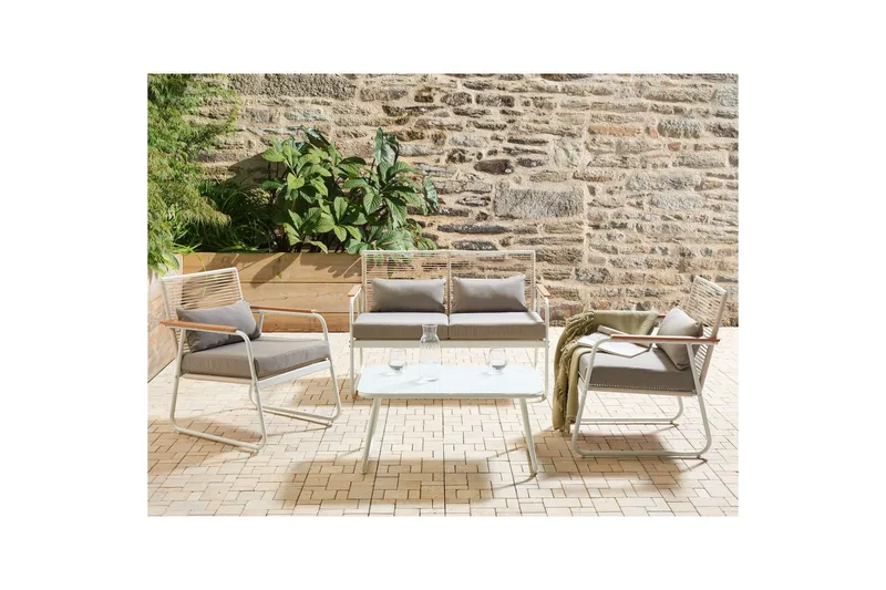 Loungegrupp Pomonte Vit/Grå - Vit/Grå - Utemöbler - Balkong - Balkongmöbler - Balkonggrupper