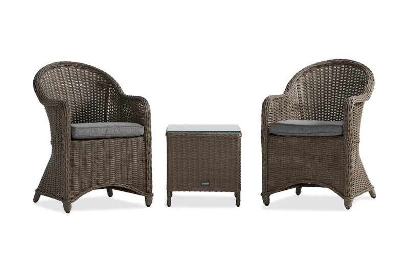 Marcus Caféset med 2 Light Fåtöljer m Dyna, Grå