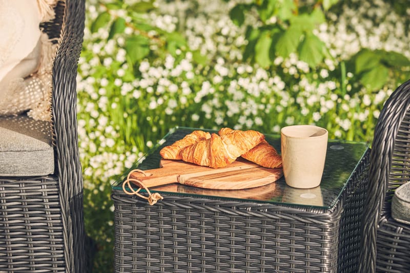 Marcus Caféset med 2 Light Fåtöljer m Dyna - Svart - Utemöbler - Balkong - Balkongmöbler - Balkonggrupper