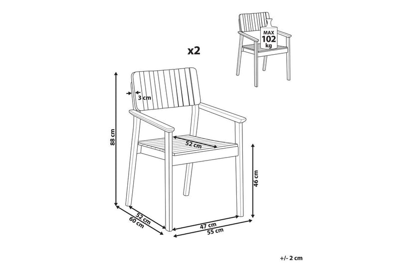 Matstol Agello set om 2 - Utemöbler - Balkong - Balkongmöbler - Balkongstolar