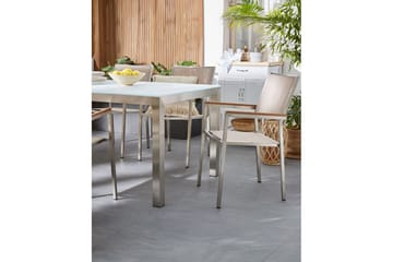 Matstol Grosseto set om 6 Sandbeige/silver/ljust trä - Sandbeige/silver/ljust trä - Utemöbler - Balkong - Balkongmöbler - Balkongstolar
