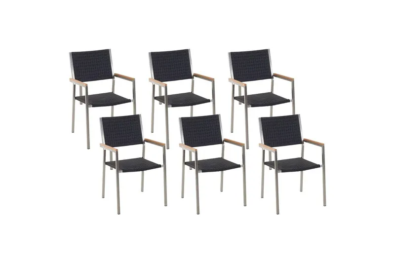 Matstol Grosseto set om 6 Svart/Silver, Svart/Silver