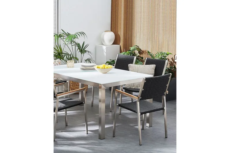 Matstol Grosseto set om 6 Svart/Silver - Svart/Silver - Utemöbler - Balkong - Balkongmöbler - Balkongstolar