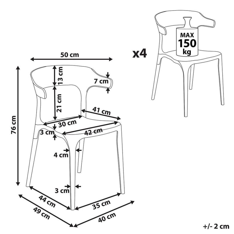 Matstol Gubbio 4-pack - Grön - Utemöbler - Balkong - Balkongmöbler - Balkongstolar