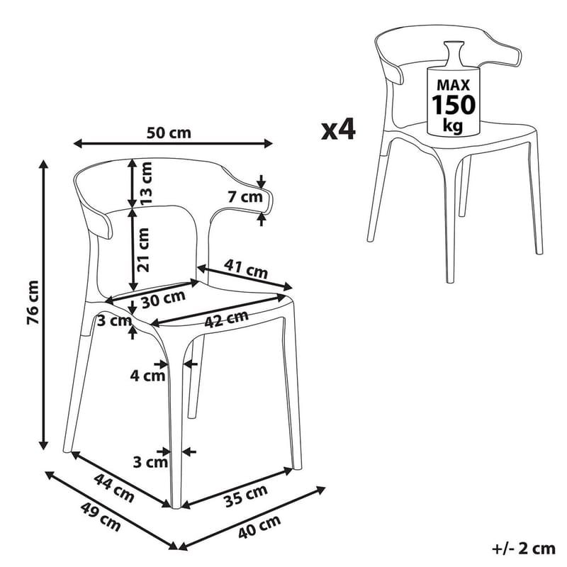 Matstol Gubbio 4-pack - Grön - Utemöbler - Balkong - Balkongmöbler - Balkongstolar