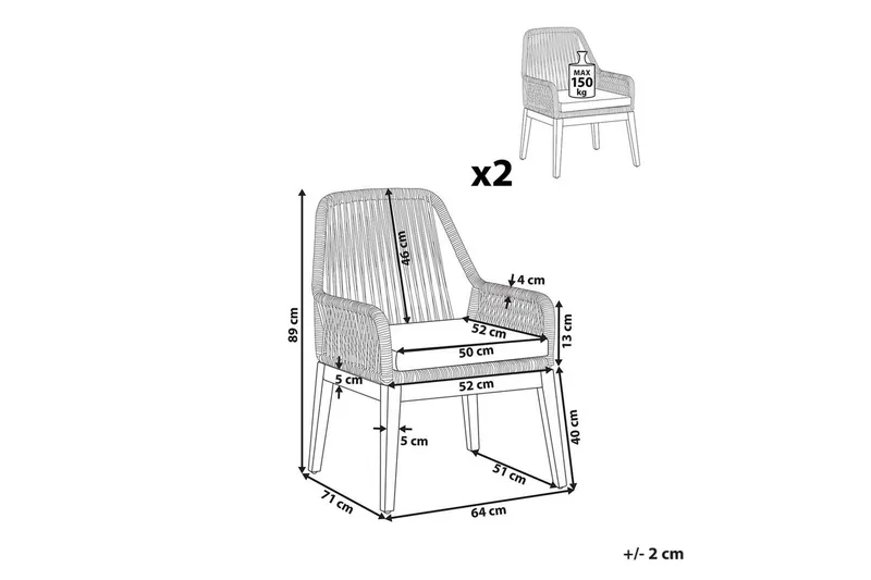 Matstol Olbia set om 2 - Utemöbler - Balkong - Balkongmöbler - Balkongstolar