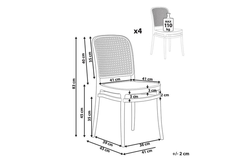 Matstol Plose set om 4 - Utemöbler - Balkong - Balkongmöbler - Balkongstolar