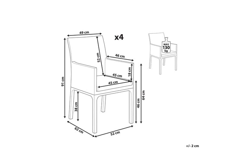 MONTERONI Karmstol Utomhus  Grå/Vit - Utemöbler - Balkong - Balkongmöbler - Balkongstolar
