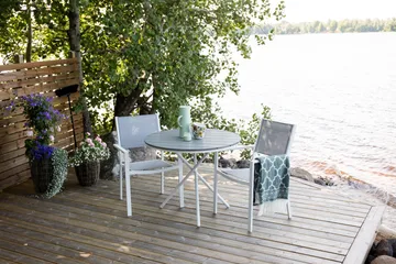 Parma Cafégrupp + 4 Utestolar - Grå/Vit - Utemöbler - Balkong - Balkongmöbler - Balkonggrupper