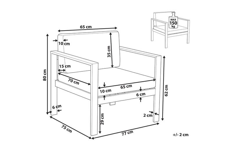Racale Karmstol Utomhus - Ljusgrå - Utemöbler - Balkong - Balkongmöbler - Balkongstolar