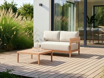 Soffa utomhus med Bord 2-Sits Sampieri - Brun/Beige - Utemöbler - Utegrupp - Loungegrupp