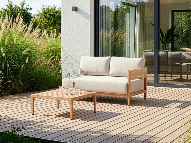 Soffa utomhus med Bord 2-Sits Sampieri - Brun/Beige - Utemöbler - Utegrupp - Loungegrupp