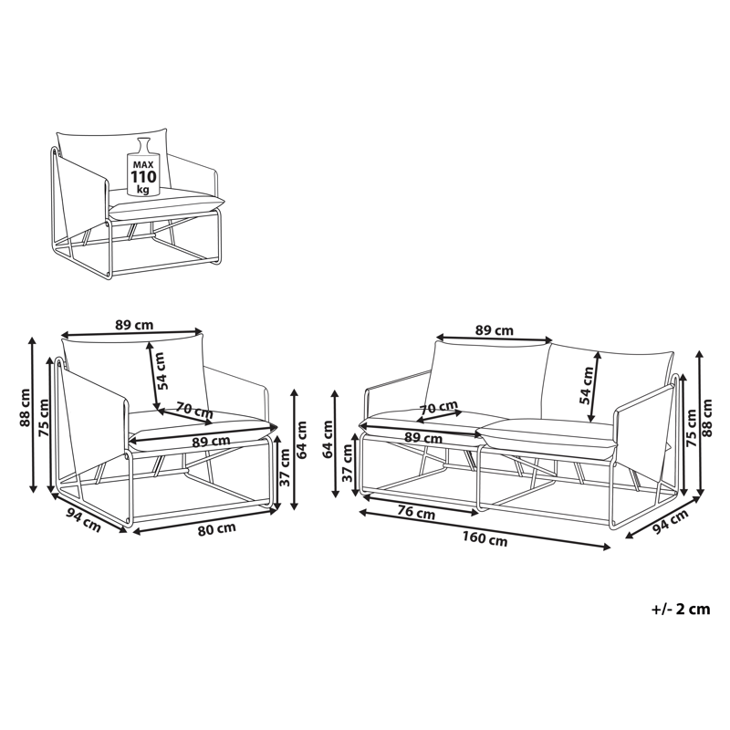 Soffgrupp utomhus 3-Sits Ponte - Grön/Beige - Utemöbler - Utegrupp - Loungegrupp