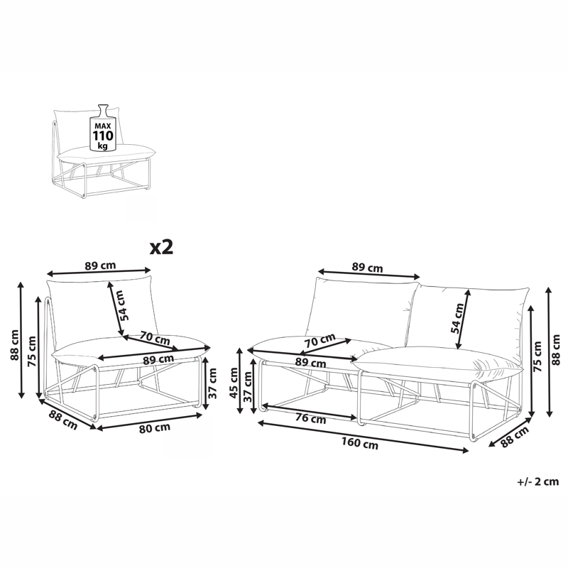 Soffgrupp utomhus 4-Sits Pico - Grå - Utemöbler - Utegrupp - Loungegrupp
