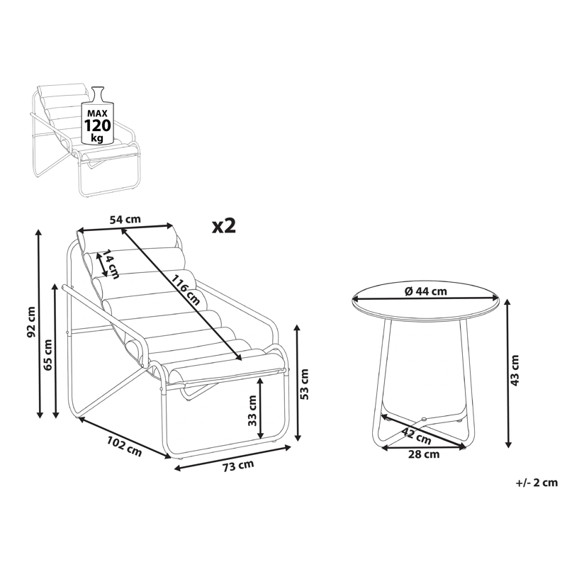 Soffgrupp utomhus med Bord 2-Sits Pasto - Grön/Beige - Utemöbler - Balkong - Balkongmöbler - Balkonggrupper