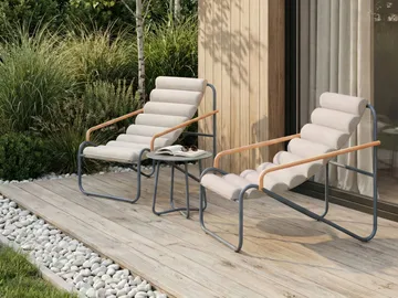 Soffgrupp utomhus med Bord 2-Sits Pasto - Grå/Beige - Utemöbler - Balkong - Balkongmöbler - Balkonggrupper