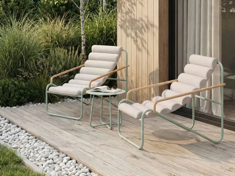 Soffgrupp utomhus med Bord 2-Sits Pasto - Grön/Beige - Utemöbler - Balkong - Balkongmöbler - Balkonggrupper