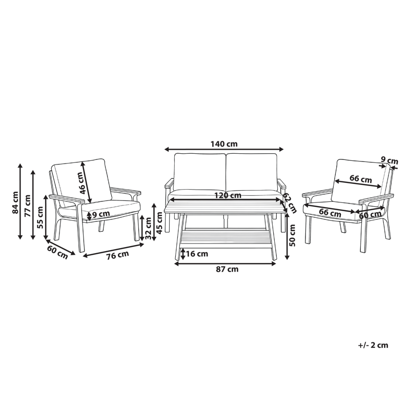 Soffgrupp utomhus med Bord 4-Sits Orero - Beige/Vit/Brun - Utemöbler - Utegrupp - Loungegrupp