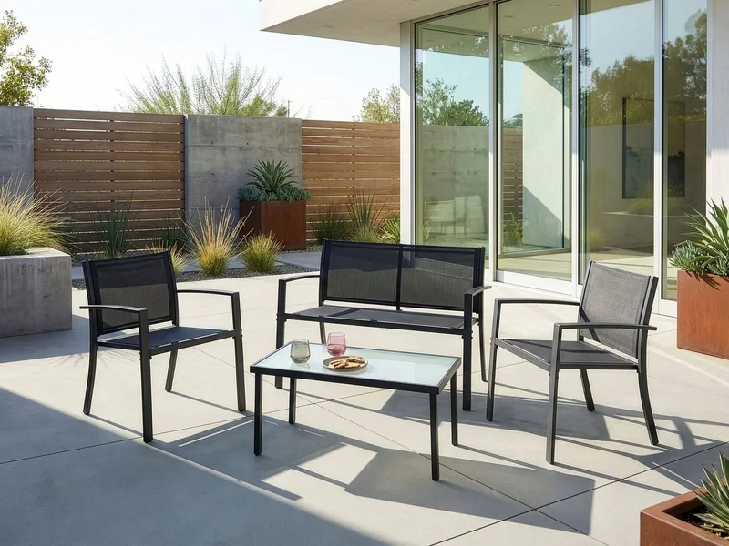 Soffgrupp utomhus med Bord 4-Sits Tavoleto - Mörkgrå - Utemöbler - Utegrupp - Loungegrupp