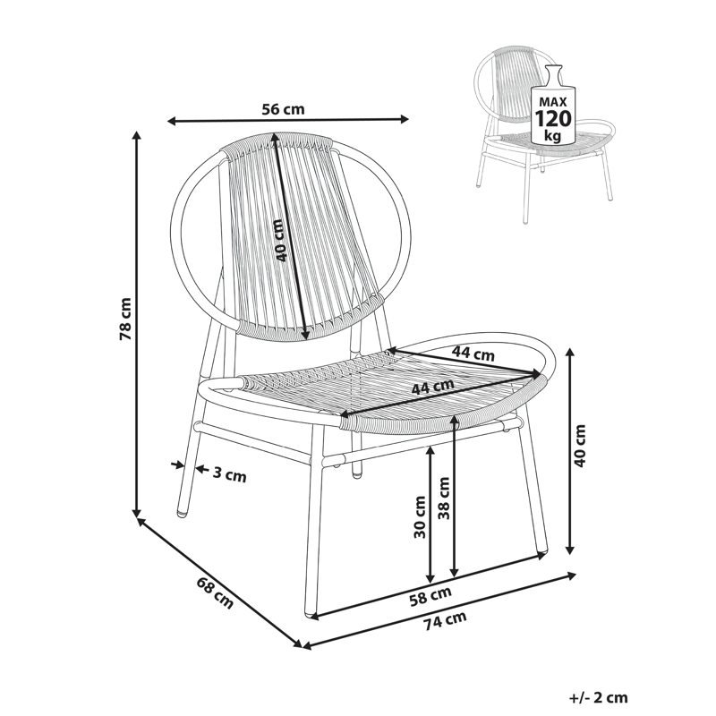 Stol utomhus Ovaro Konstrotting - Beige - Utemöbler - Balkong - Balkongmöbler - Balkongstolar