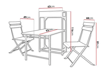 Tourra Liten Balkonggrupp 2-sits - Cafeset till balkong och uteplats - Grå - Utemöbler - Balkong - Balkongmöbler - Balkonggrupper