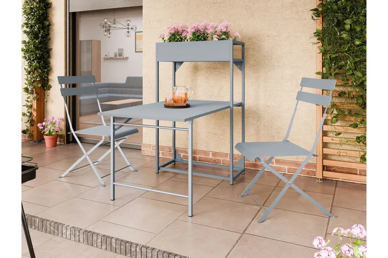 Tourra Liten Balkonggrupp 2-sits - Cafeset till balkong och uteplats - Grå - Utemöbler - Balkong - Balkongmöbler - Balkonggrupper