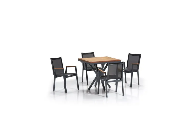 Trädgårdsbord & stolar (5 delar) Australia Grå / Trä, Multifärgad