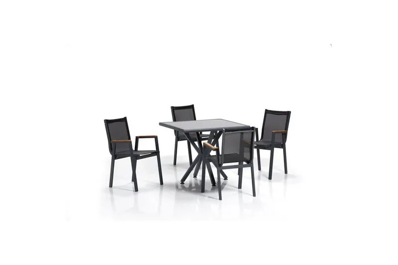 Trädgårdsbord & stolar (5 delar) Iraland Grå / Svart, Svart/Grå