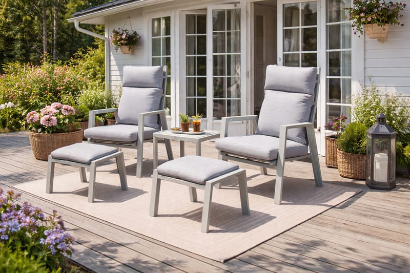 Trädgårdsmöbelgrupp Palermo relax med sidobord - beige - Utemöbler - Balkong - Balkongmöbler - Balkonggrupper