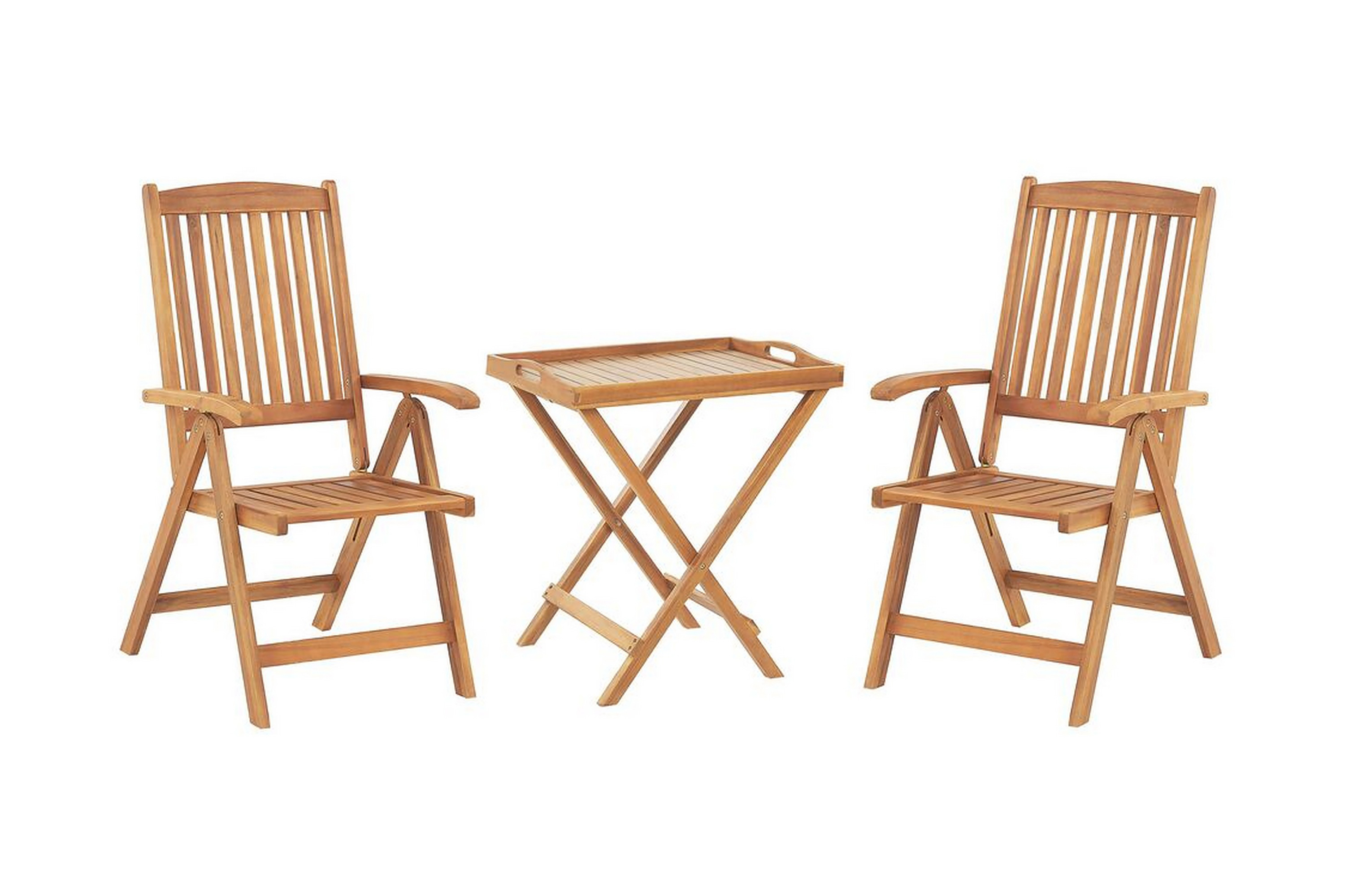 Trädgårdsmöbelset av bord och 2 stolar JAVA – Trä/natur