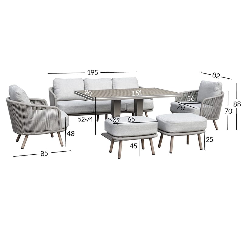 Trädgårdsmöbelset Bränor 6 delar - beige - Utemöbler - Balkong - Balkongmöbler - Balkonggrupper