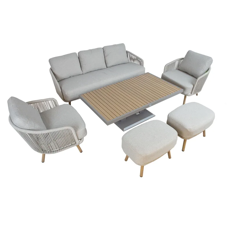 Trädgårdsmöbelset Bränor 6 delar - beige - Utemöbler - Balkong - Balkongmöbler - Balkonggrupper
