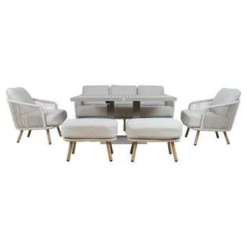 Trädgårdsmöbelset Bränor 6 delar - beige - Utemöbler - Balkong - Balkongmöbler - Balkonggrupper